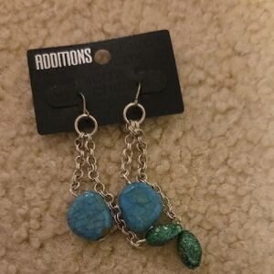 Blue and Green Chain Earrings